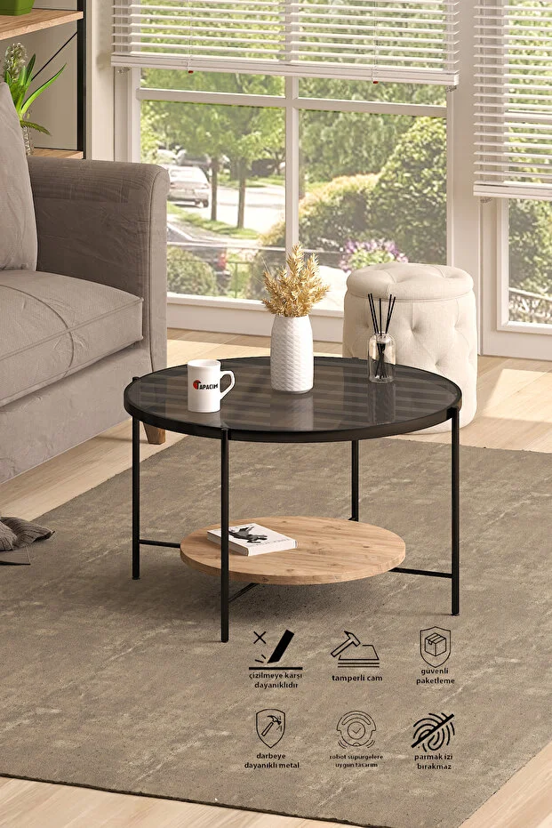 Oslo Orta Sehpa - Füme Cam / Atlantik Çam